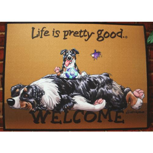 ウェルカムマットオーストラリアンシェパード ブラック 輸入雑貨 犬雑貨 犬グッズ Australian Shephrug 犬雑貨専門店 銀屋 通販 Yahoo ショッピング