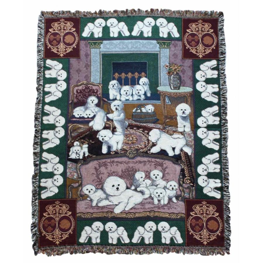 ゴブラン織り　タペストリー　ビション・フリーゼ　輸入雑貨　 犬雑貨　犬グッズ