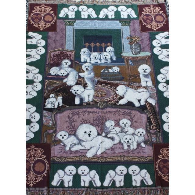 ゴブラン織り　タペストリー　ビション・フリーゼ　輸入雑貨　 犬雑貨　犬グッズ 