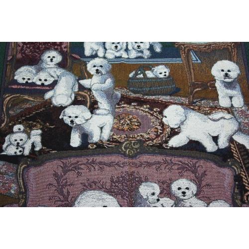 ゴブラン織り　タペストリー　ビション・フリーゼ　輸入雑貨　 犬雑貨　犬グッズ 