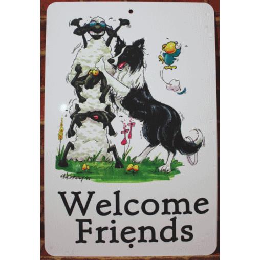 ウェルカムフレンズ プレート ボーダーコリー Stackedsheep 輸入雑貨 犬雑貨 犬グッズ ウェルカムボード Bordercollie Stackedsheep 犬雑貨専門店 銀屋 通販 Yahoo ショッピング