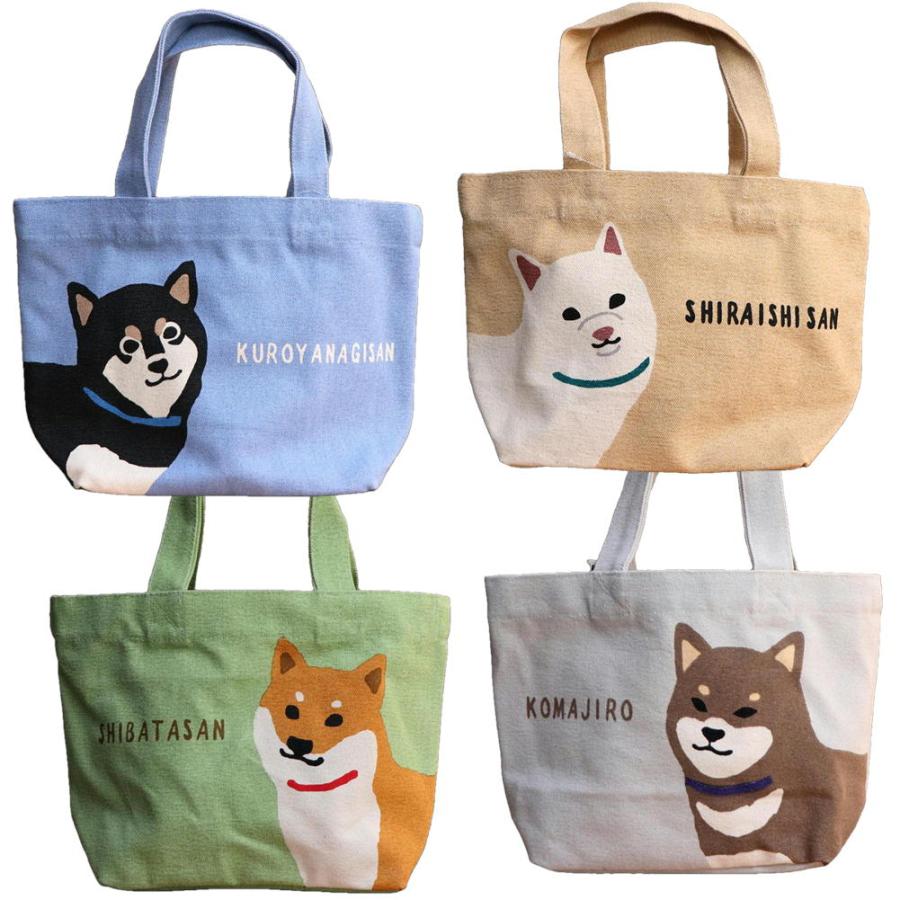 ミニトートバッグ　黒柳さんと白石さん・柴田さんとごまじろう　犬雑貨・犬グッズ・柴犬・黒柴・白柴・お散歩バッグ・ランチトート（Yahoo!・犬雑貨専門店 銀屋）