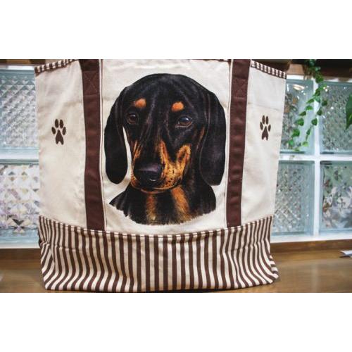 在庫限り プリントトートバッグ ダックスフンド 輸入雑貨 犬雑貨 犬