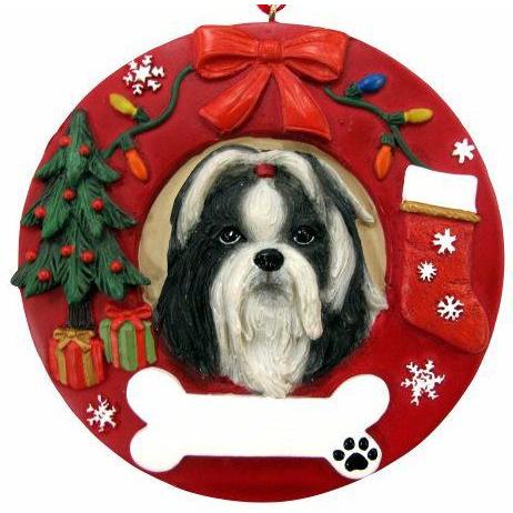 在庫限り シーズー ブラック＆ホワイト サイクル・オーナメント 輸入