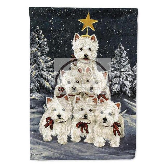 在庫限り　【N】ラージサイズ!!ハウスフラッグ　ウエスト・ハイランド・ホワイト・テリア/ウエスティ　Christmas Family Tree　輸入雑貨　犬雑貨　犬グッズ