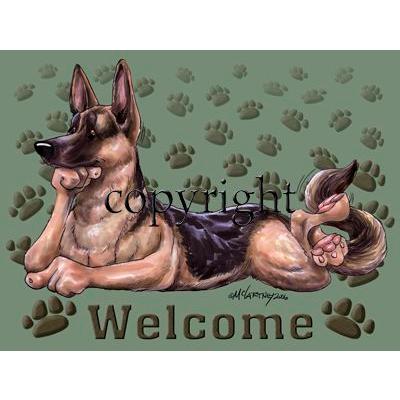 在庫限り ウェルカムマット シェパード グリーンマット 輸入雑貨 犬