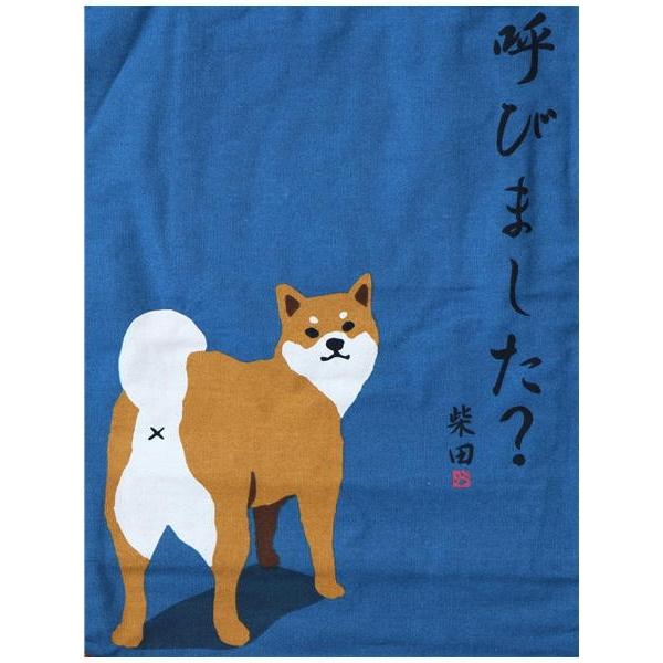 A4トートバッグ よばれてしばたさん ブルー 柴犬 : 犬雑貨専門店 銀屋