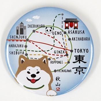 缶バッジ とうきょうあきやま 犬雑貨・犬グッズ・秋田犬 : 犬雑貨専門