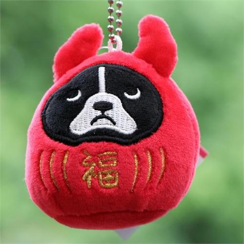 ブルトンダルマ もちふわストラップ 犬雑貨・犬グッズ・フレンチ