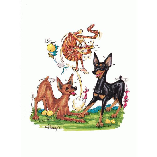 在庫限り　グリーティングカード　ミニチュア・ピンシャー/ミニピン２　輸入雑貨　犬雑貨　犬グッズ | 