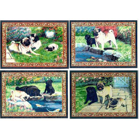 在庫限り　ゴブラン織り　プレースマット　パグ　輸入雑貨　犬雑貨　犬グッズ