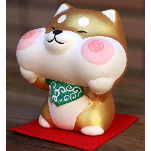 福々ほっぺ柴犬/金 柴犬/シバ 置物 オブジェ 犬雑貨 犬グッズ : 犬雑貨