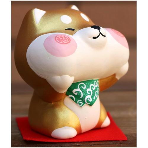 福々ほっぺ柴犬/金 柴犬/シバ 置物 オブジェ 犬雑貨 犬グッズ : 犬雑貨
