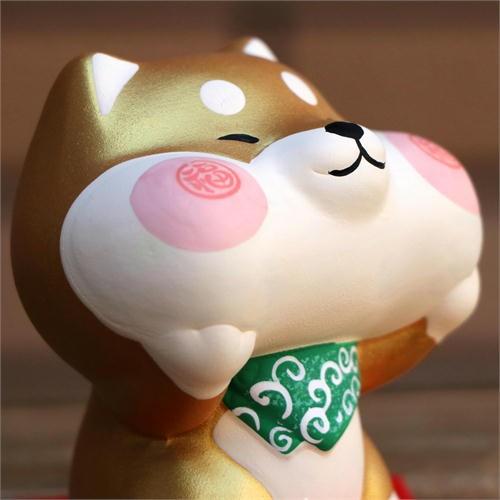 犬雑貨・オーナーズグッズ 153 福々ほっぺ柴犬/金 柴犬/シバ 置物 オブジェ 犬雑貨 犬グッズ
