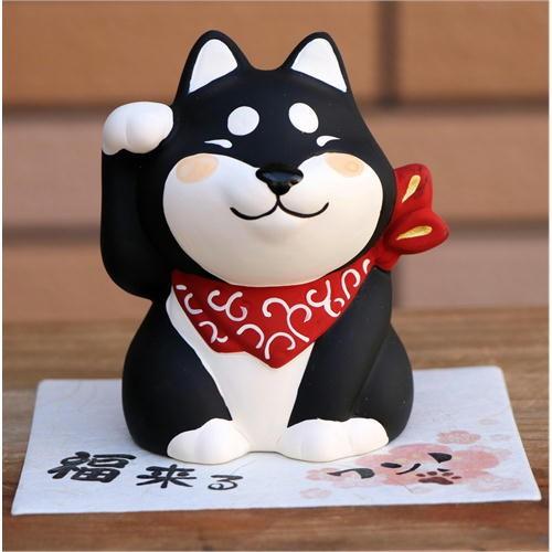 柴犬 福招き/黒 黒柴・柴犬/シバ 置物 オブジェ 犬雑貨 犬グッズ : 犬
