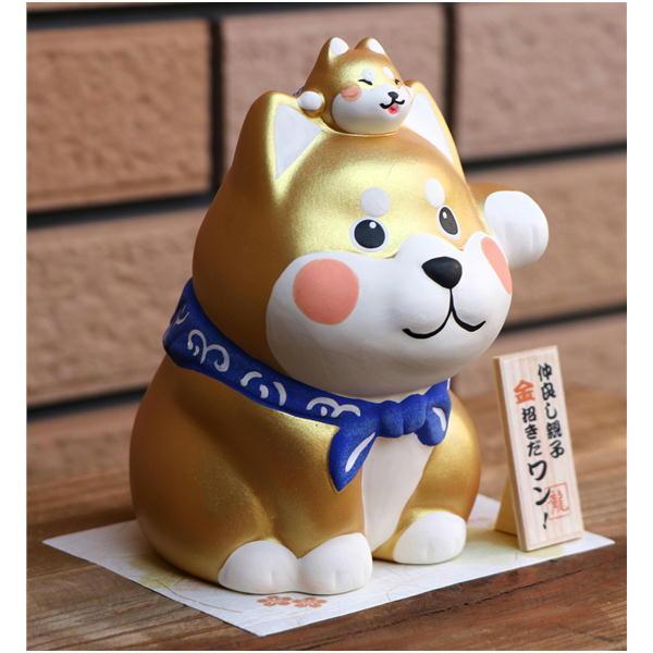 親子で福招きだワン貯金箱/金 柴犬/シバ 置物 オブジェ 犬雑貨 犬グッズ|ginya|03