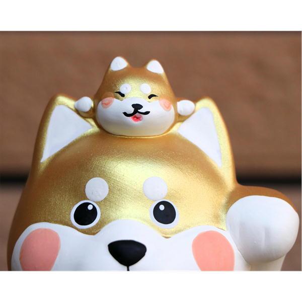 親子で福招きだワン貯金箱/金 柴犬/シバ 置物 オブジェ 犬雑貨 犬グッズ|ginya|05