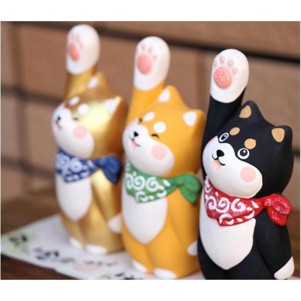 柴犬 はいっ！招くワン/黒 黒柴・柴犬/シバ 置物 オブジェ 犬