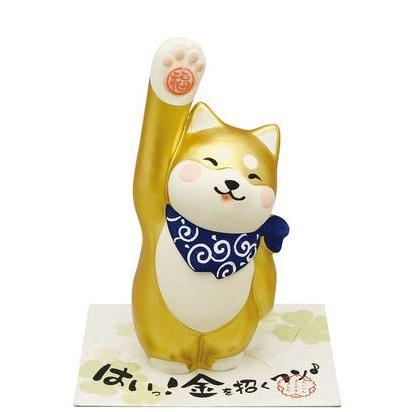 柴犬 はいっ！招くワン/金 柴犬/シバ 置物 オブジェ 犬雑貨 犬グッズ