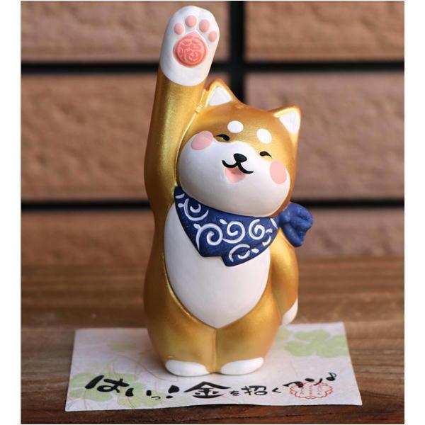 柴犬 はいっ！招くワン/金 柴犬/シバ 置物 オブジェ 犬雑貨 犬グッズ