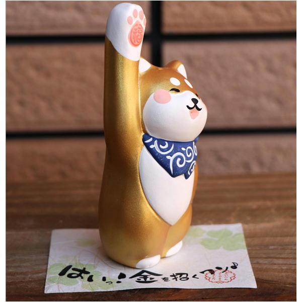 柴犬 はいっ！招くワン/金 柴犬/シバ 置物 オブジェ 犬雑貨 犬グッズ