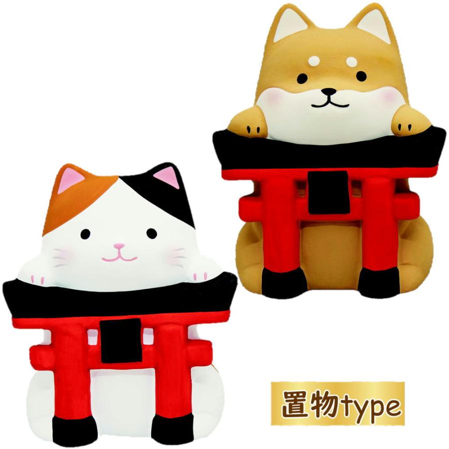 鳥居とわんにゃん 置物type 猫・柴犬・神社 置物/オブジェ/犬雑貨/犬
