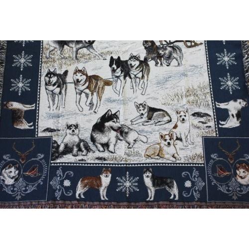 ゴブラン織り　タペストリー　シベリアン・ハスキー　輸入雑貨　 犬雑貨　犬グッズ 