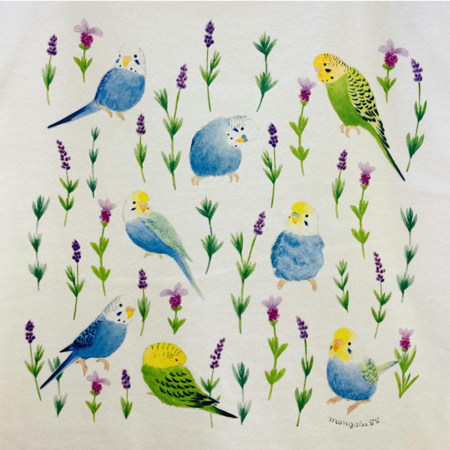 新品モンゴベスランチバッグラベンダーとセキセイインコ鳥とりトリ