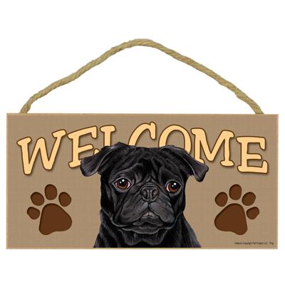 ウェルカムボード パグ ブラック 黒パグ 輸入雑貨 犬雑貨 犬グッズ パググッズ Wellcome32 犬雑貨専門店 銀屋 通販 Yahoo ショッピング
