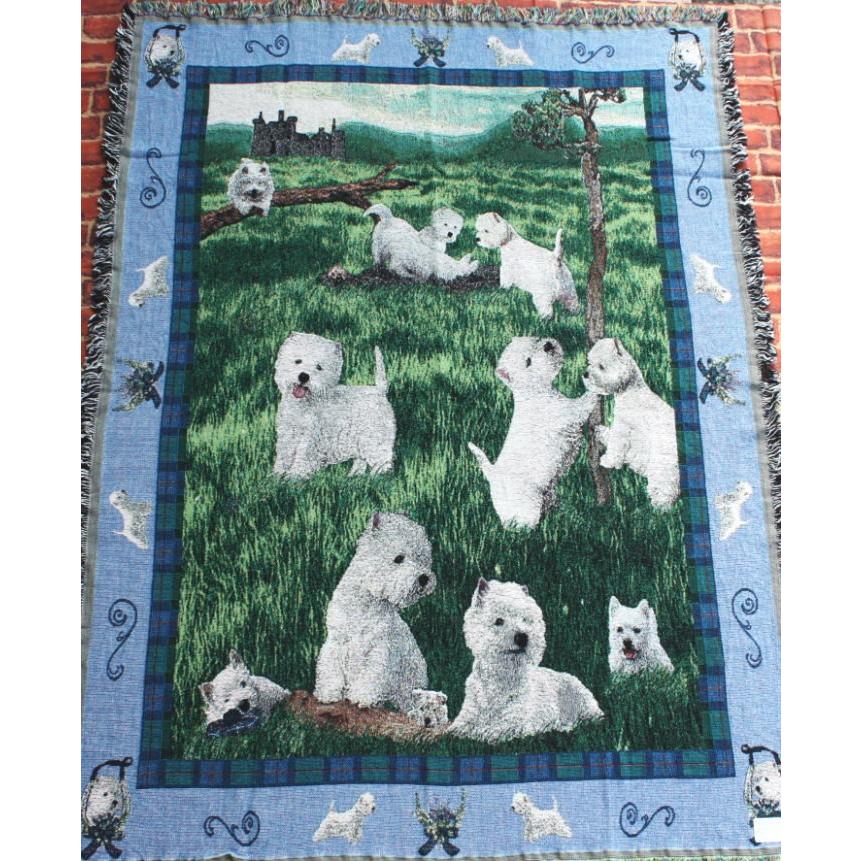 ゴブラン織り　タペストリー　ウエスト・ハイランド・ホワイト・テリア/ウエスティ　輸入雑貨　 犬雑貨　犬グッズ
