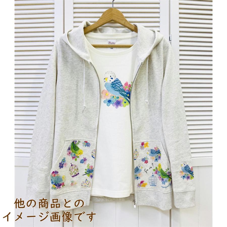 ☆スウェットジップパーカー☆フラワーことりシリーズ☆セキセイインコ 鳥 雑貨・ことりグッズ☆セキセイインコ☆|ginya|04