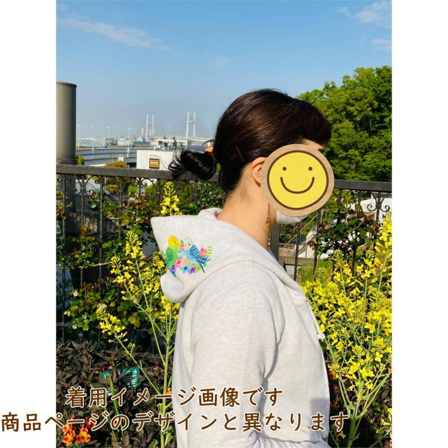 ☆スウェットジップパーカー☆フラワーことりシリーズ☆セキセイインコ 鳥 雑貨・ことりグッズ☆セキセイインコ☆|ginya|08