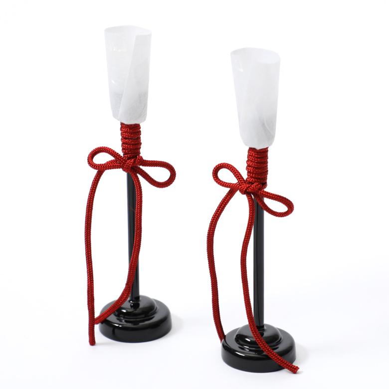 木製黒塗油灯 10cm 2本組 ひな祭り 人形用 雛人形 お道具 燭台 行灯