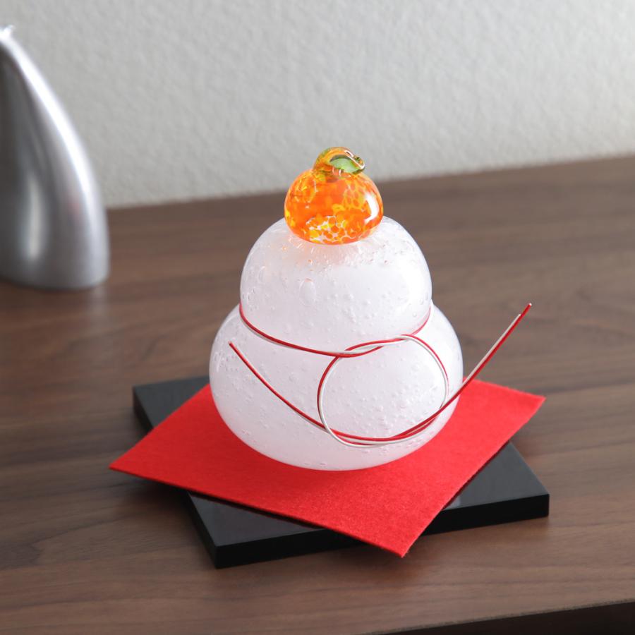 鏡餅 ガラス 飾り 伊藤泰三作 中 かわいい おしゃれ SUN GLASS STUDIO