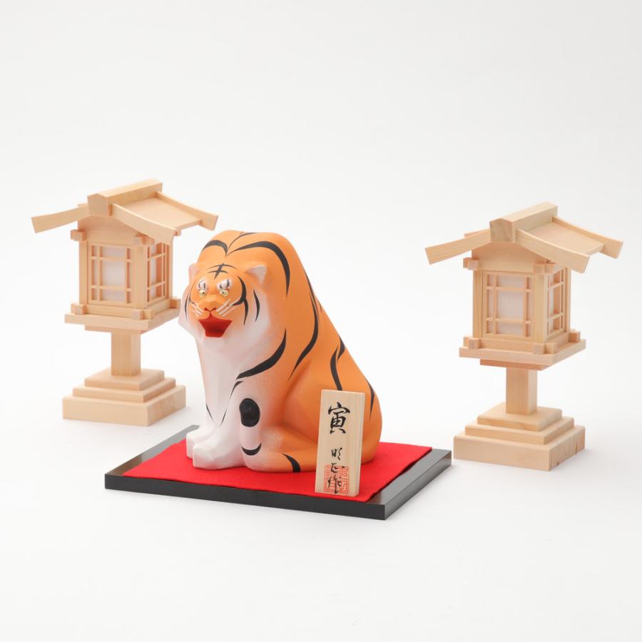 干支 寅 置物 多田明正作 台セット 干支飾り 虎 博多人形 迎春