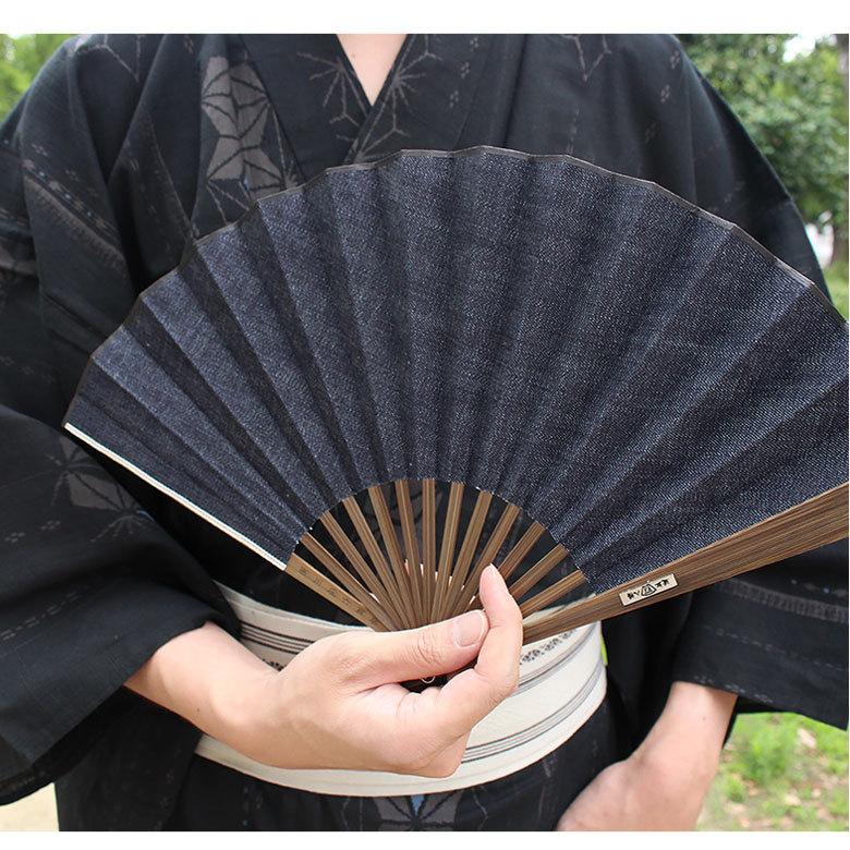 ちむだん商品 扇子 メンズ デニム扇子 男性 岡山産 日本製 プレゼント 名入れ