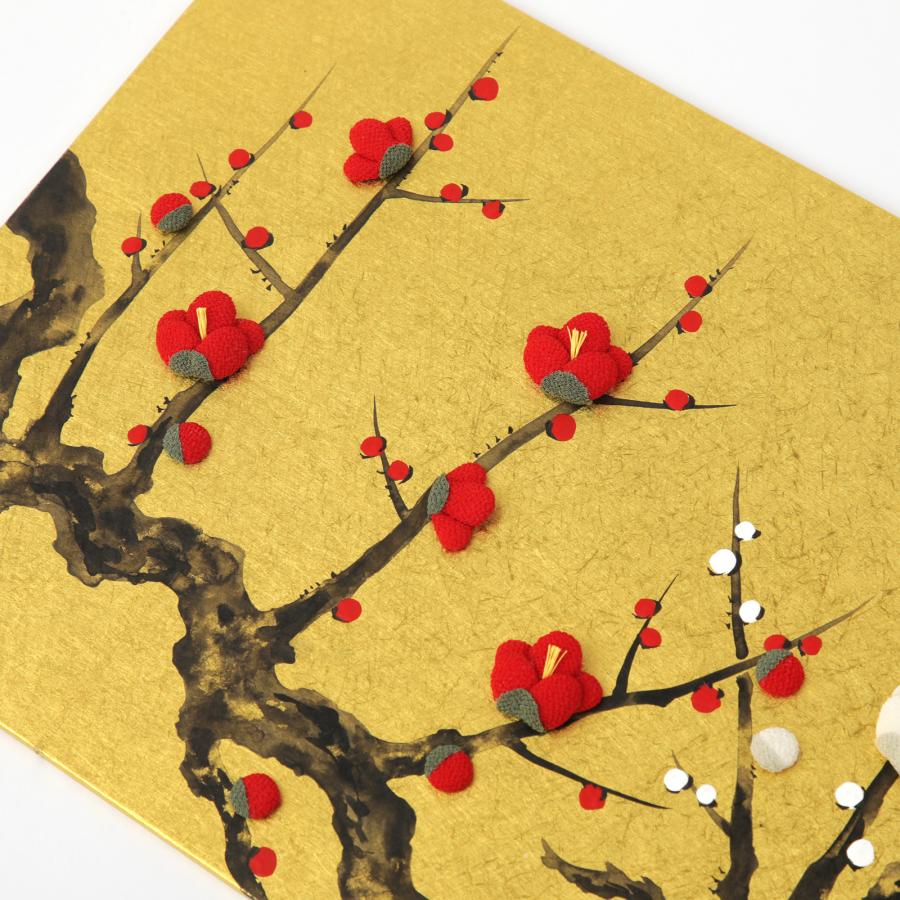 屏風 紅梅図 金屏風 縁起物 置物 正月飾り オブジェ ディスプレイ