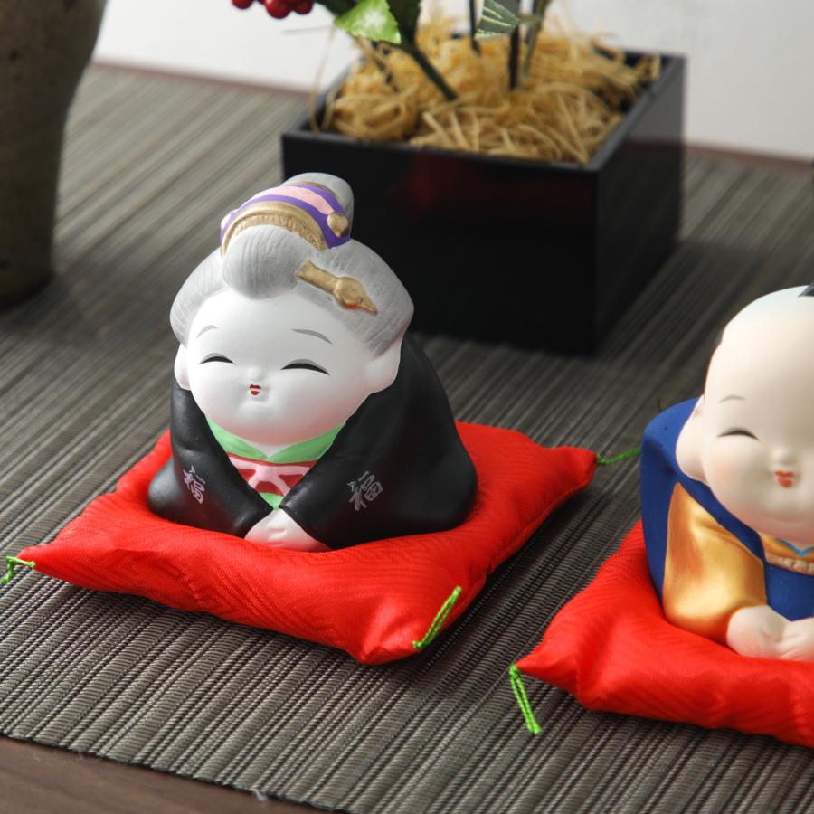 【美品】福助人形 縁起物 福助 お福さん ほほえみ土鈴 縁起物 置物 正月飾り オブジェ