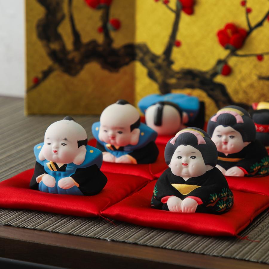 お福さん 福助 三福三 木箱 座布団 夫婦円満 開運 商売繁盛 金運