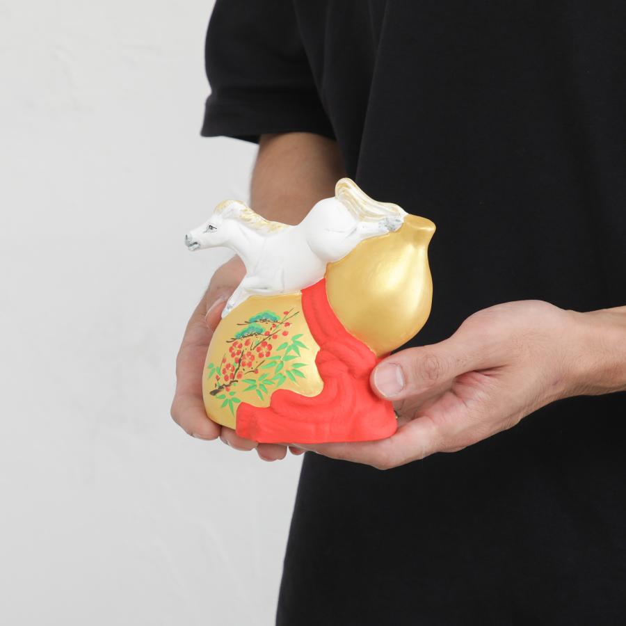 干支 馬 午 置物 うま 博多人形 栄喜作 瓢箪から駒 陶器 お正月飾り