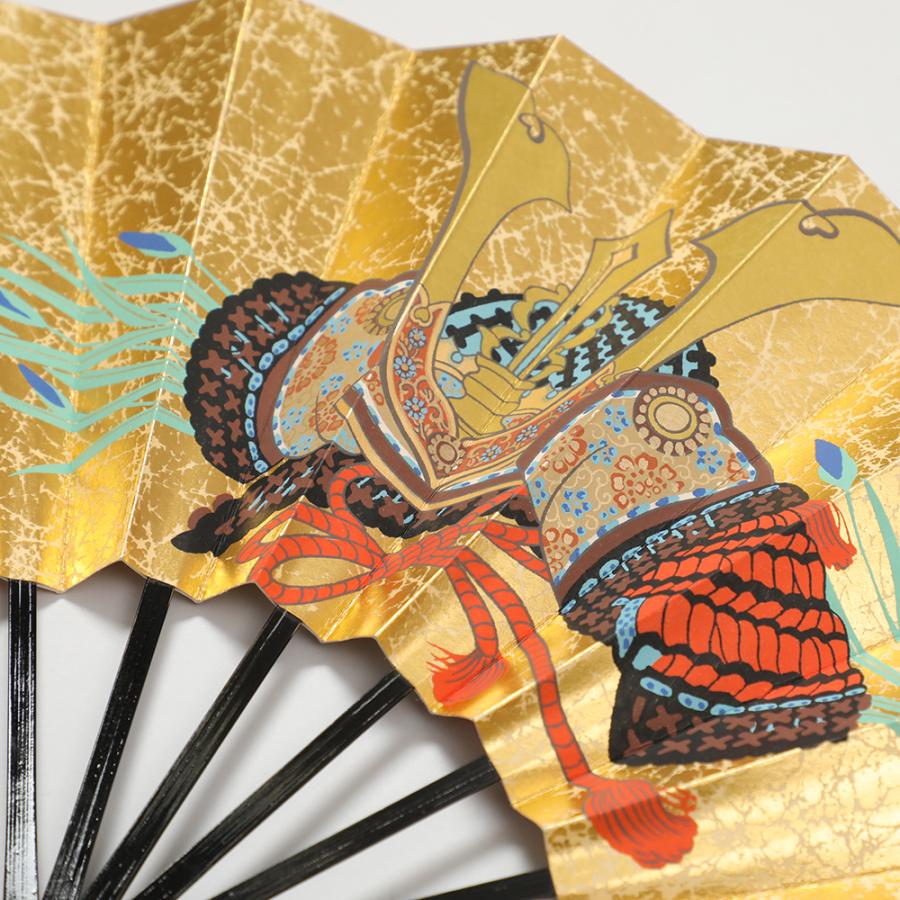 飾り扇子 京扇子 9寸5分 もみ金地 兜と立雛 京都 ぎんやんま 爆買 : 京