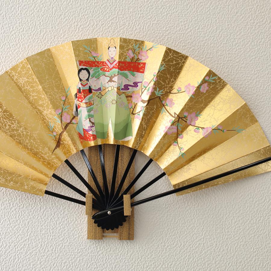 ぶ*ん様 飾り扇 飾り扇子 京扇子 9寸5分 もみ金地 兜と立雛 京都 ぎんやんま : 京