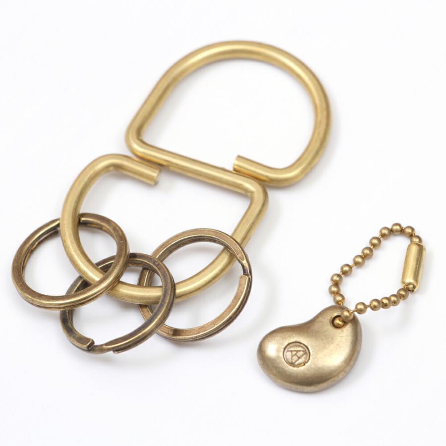 No.4 キーホルダー セット KKH-004-B 真鍮 キーリング 金色 上白石金具 