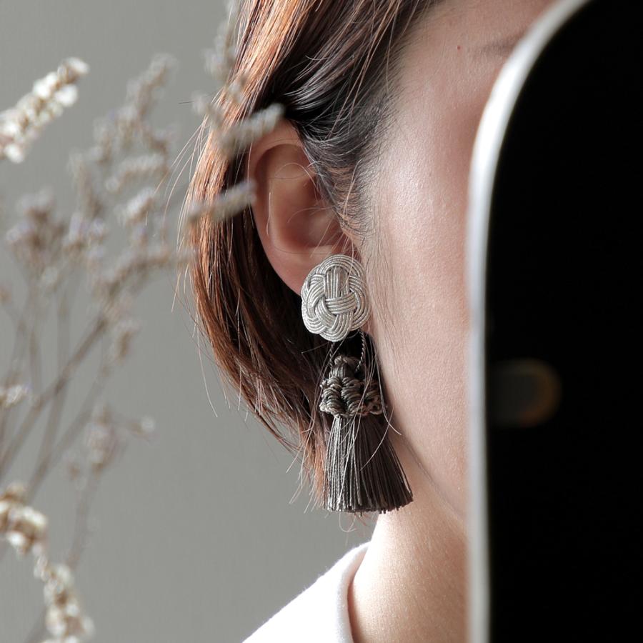 アクセサリー 水引 梅結び 大 タッセル付 2way kokokumu イヤリング