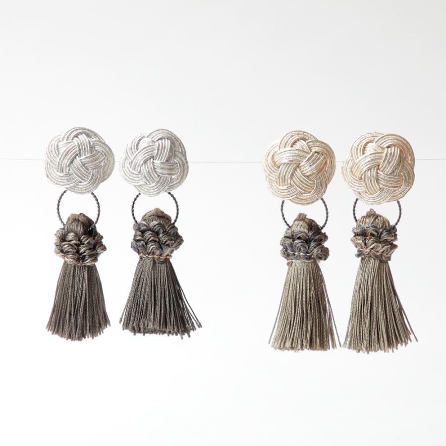 アクセサリー 水引 梅結び 大 タッセル付 2way kokokumu イヤリング