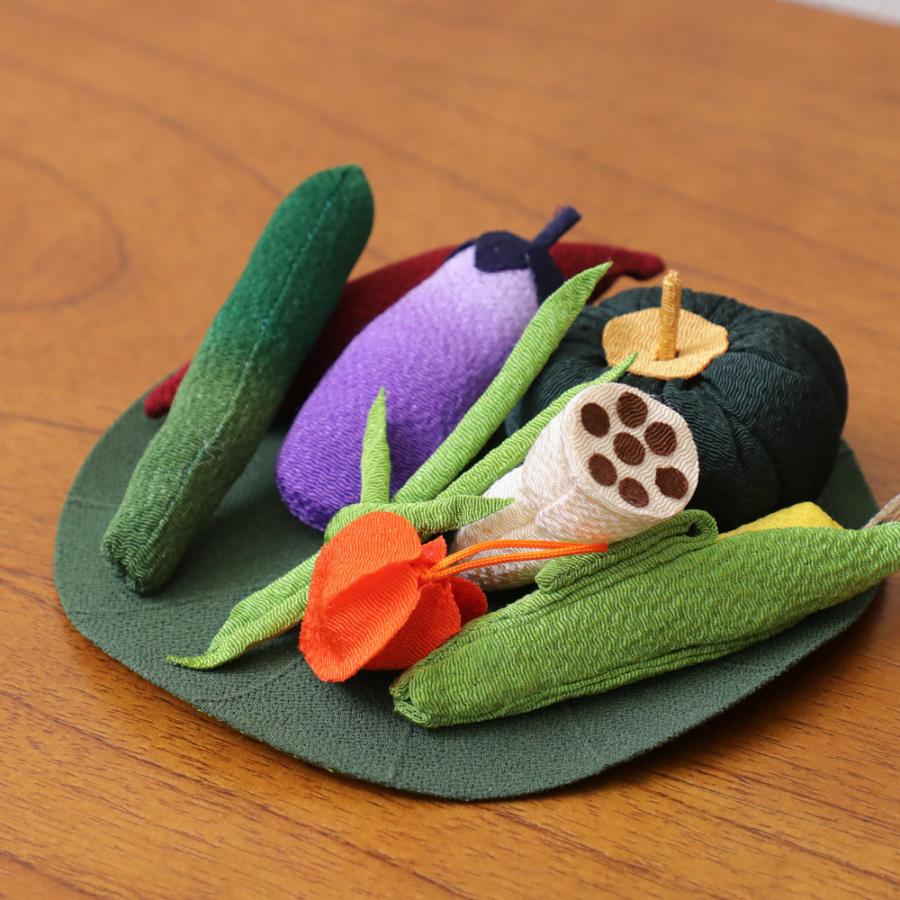 お盆飾り ちりめん細工 お供え物 大 野菜セット ハス付 京都ぎんやんま