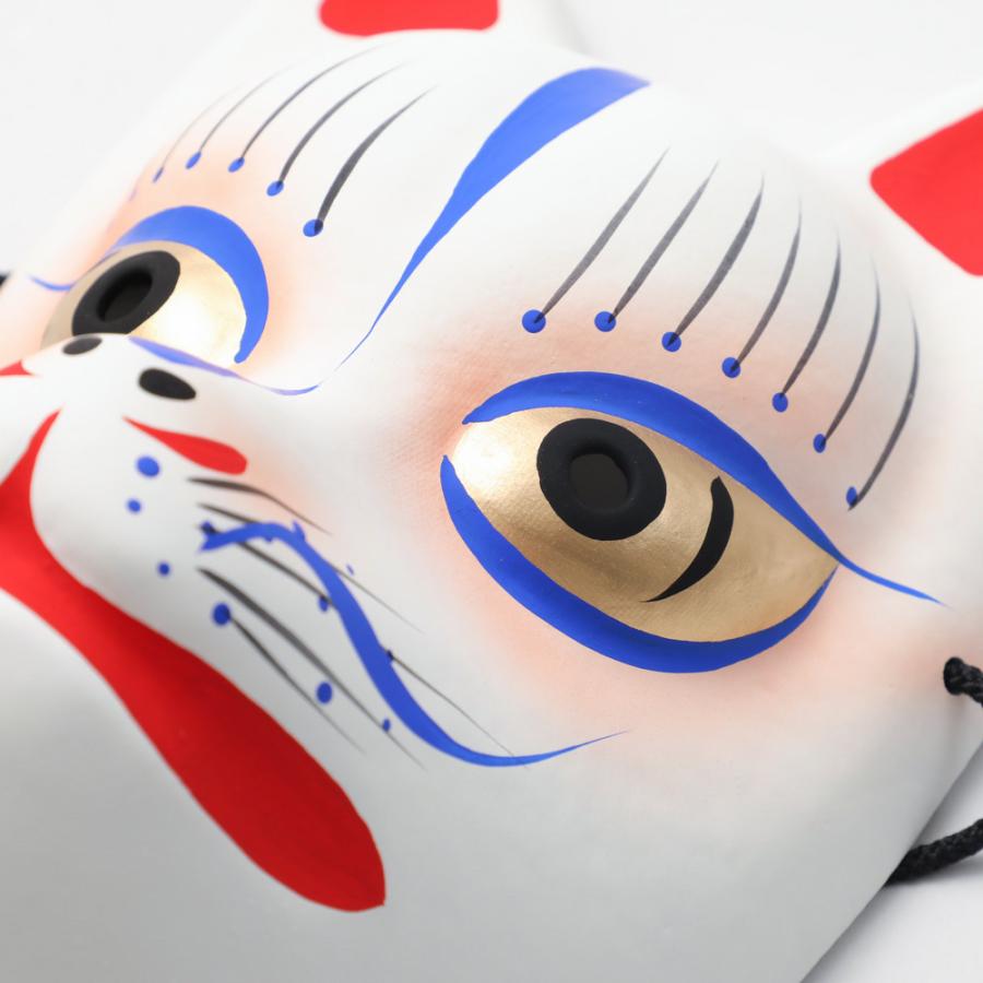 京都　羅工房　張子「猫にお面」立　黒猫白猫 京都 羅工房 張子「猫にお面」立 黒猫白猫