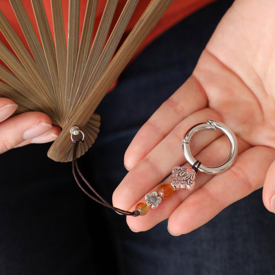 リング型扇子用ストラップ オレンジメノウ 瑪瑙 パワーストーン 京都