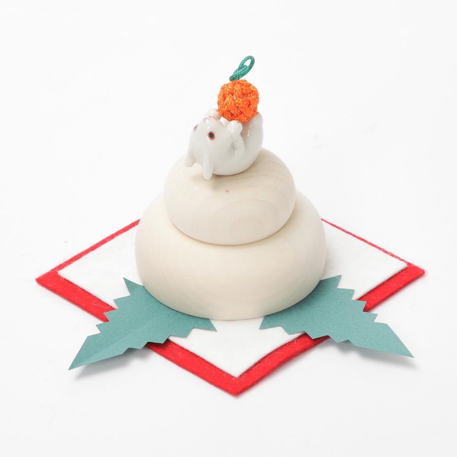 正月飾り 数量限定 うさぎ 鏡餅 木製 陶器 正月 干支 卯 オブジェ 小物