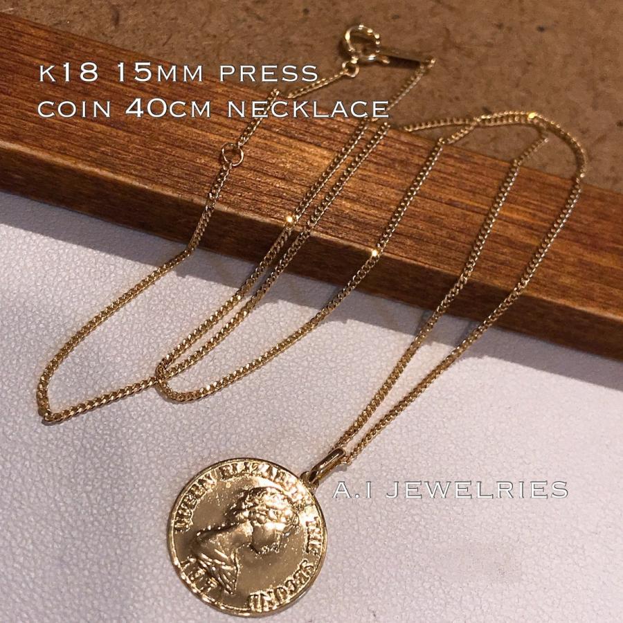 ネックレス 18金 15mm直径 プレスコイン K18 40cm press coin necklace :k18